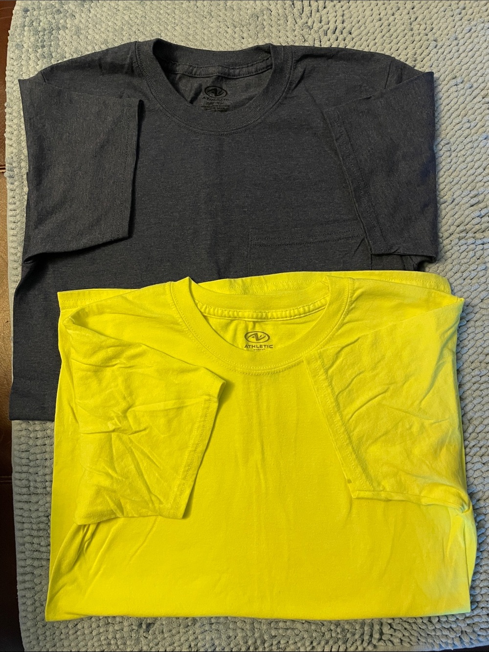 Athletic Works Short Sleeve Tees - Neon Yellow & Navy Heather